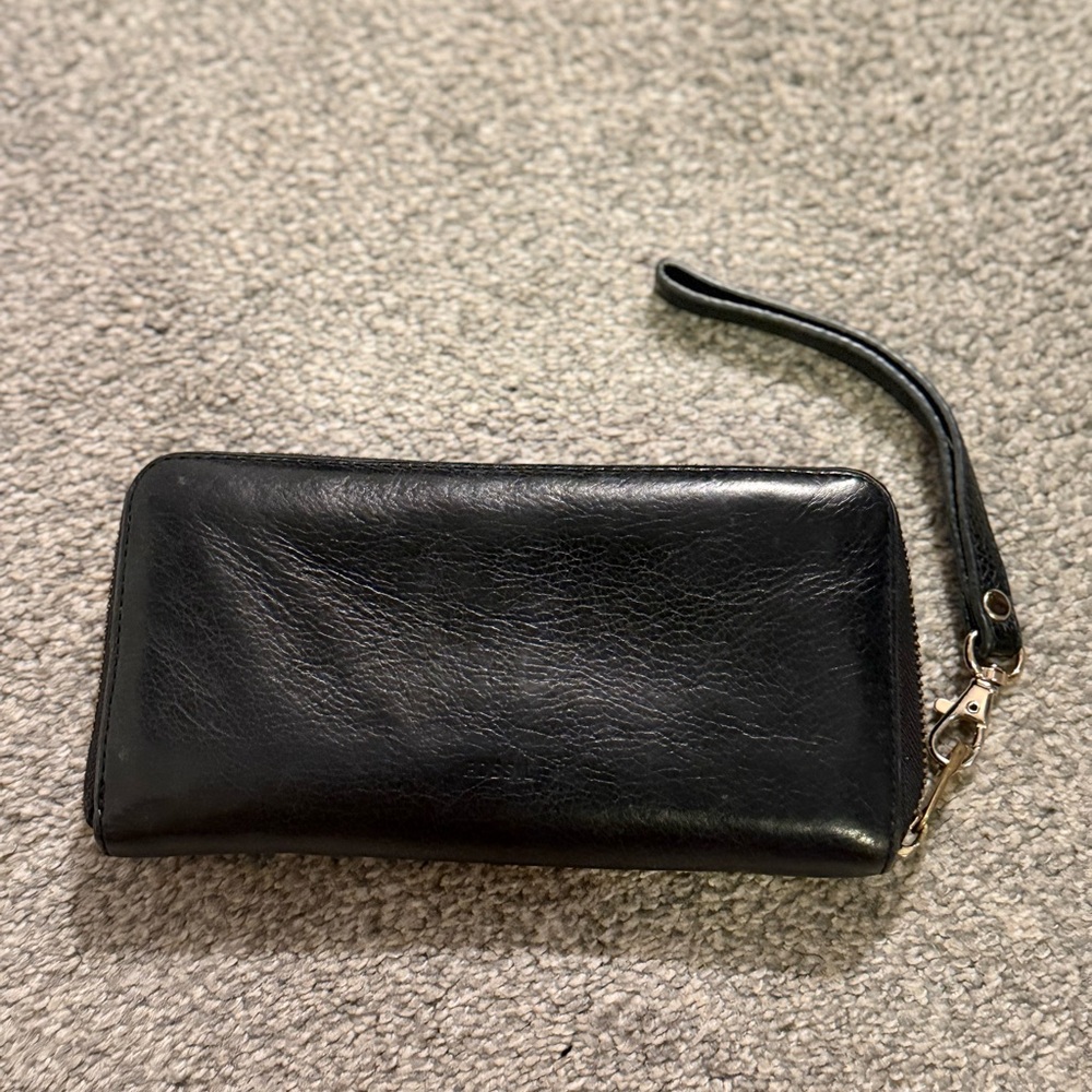 Fossil Black Leather Wristlet Wallet
